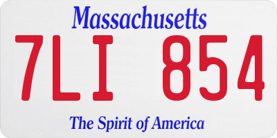 MA license plate 7LI854