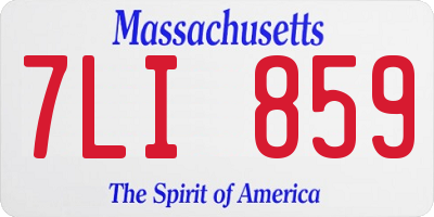 MA license plate 7LI859
