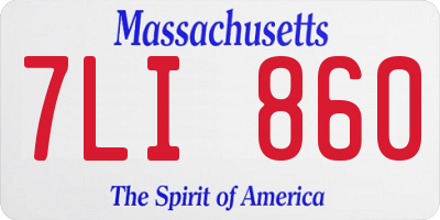 MA license plate 7LI860