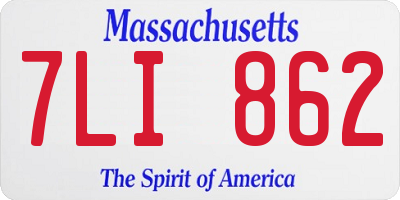 MA license plate 7LI862
