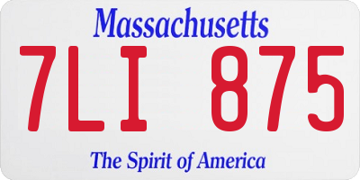 MA license plate 7LI875