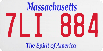 MA license plate 7LI884