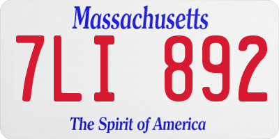 MA license plate 7LI892