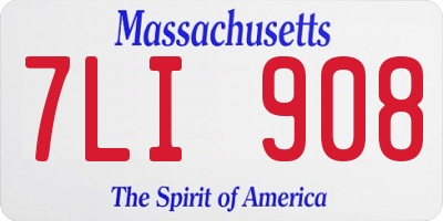 MA license plate 7LI908