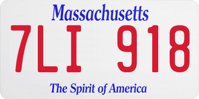 MA license plate 7LI918