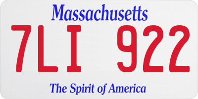 MA license plate 7LI922