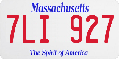 MA license plate 7LI927