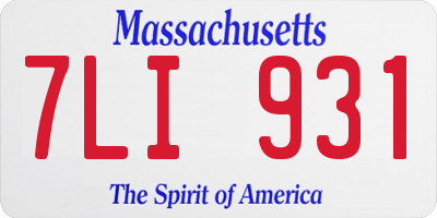 MA license plate 7LI931