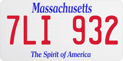 MA license plate 7LI932