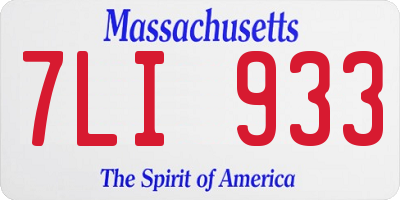 MA license plate 7LI933