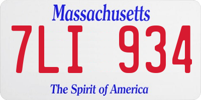 MA license plate 7LI934
