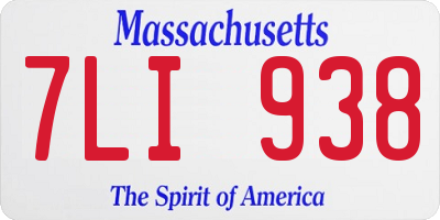 MA license plate 7LI938