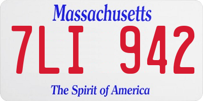 MA license plate 7LI942