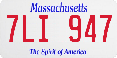 MA license plate 7LI947