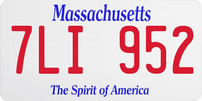MA license plate 7LI952