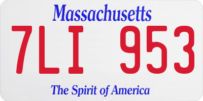 MA license plate 7LI953