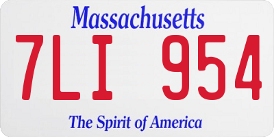 MA license plate 7LI954