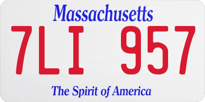 MA license plate 7LI957
