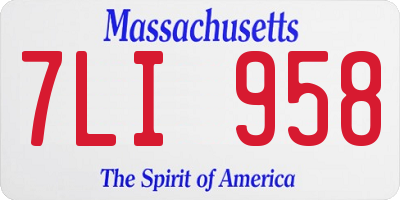 MA license plate 7LI958