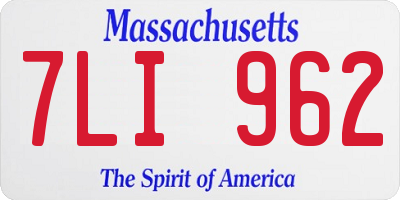 MA license plate 7LI962