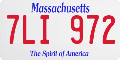 MA license plate 7LI972