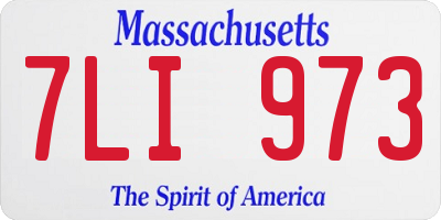 MA license plate 7LI973