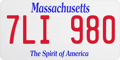 MA license plate 7LI980