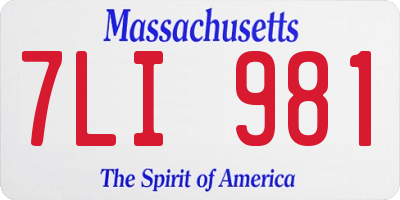 MA license plate 7LI981