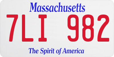 MA license plate 7LI982
