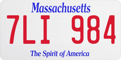 MA license plate 7LI984