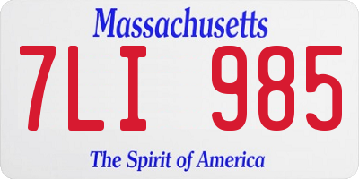 MA license plate 7LI985