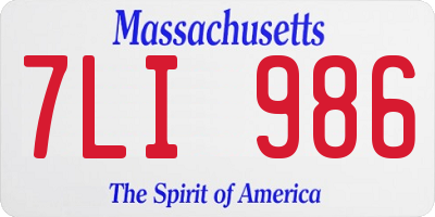 MA license plate 7LI986