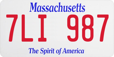 MA license plate 7LI987
