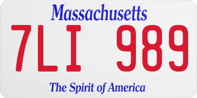 MA license plate 7LI989