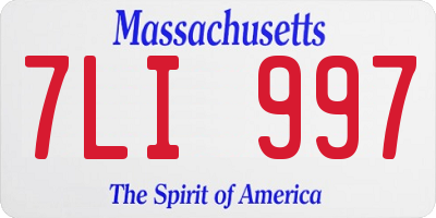 MA license plate 7LI997