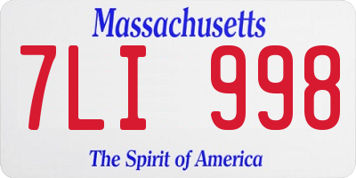 MA license plate 7LI998