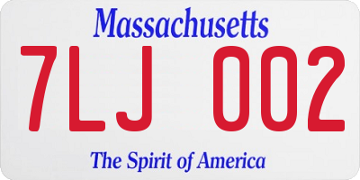 MA license plate 7LJ002