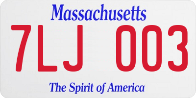 MA license plate 7LJ003