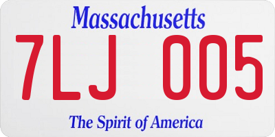 MA license plate 7LJ005