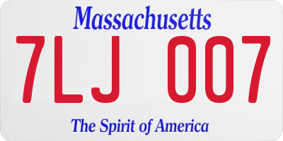 MA license plate 7LJ007