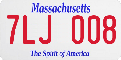 MA license plate 7LJ008