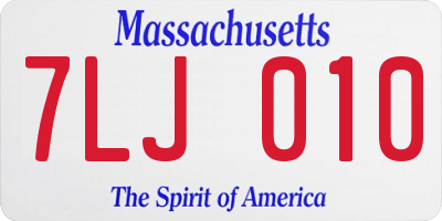 MA license plate 7LJ010