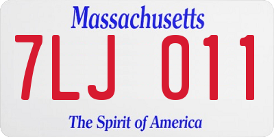 MA license plate 7LJ011