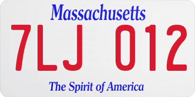MA license plate 7LJ012