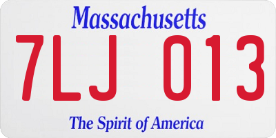 MA license plate 7LJ013