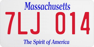 MA license plate 7LJ014