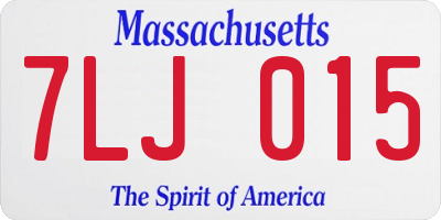 MA license plate 7LJ015