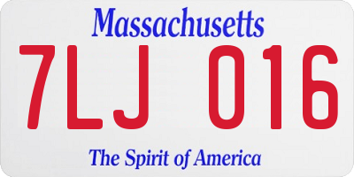 MA license plate 7LJ016