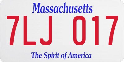 MA license plate 7LJ017