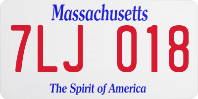 MA license plate 7LJ018